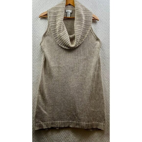 Soft Surroundings Cowl Neck Sleeveless Sweater Tunic Metallic Knit Gray Plus Siz - Picture 5 of 7